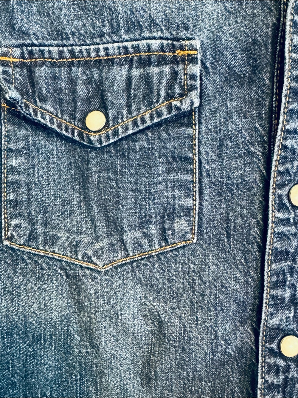 Lucky Brand Dark Blue Denim Western Shirt. 100% cotton. - Picture 3 of 5